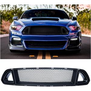 Front Upper Grille Compatible With 2015-2017 Ford Mustang Grille EcoBoost GT, Bumper Grille Accessories Mesh Style Black