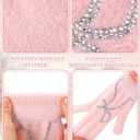 Pink Beanie Hat and Glove Set for Women Coquette Bow Beanie Bulk Y2k Winter Accessories (Multicolor)