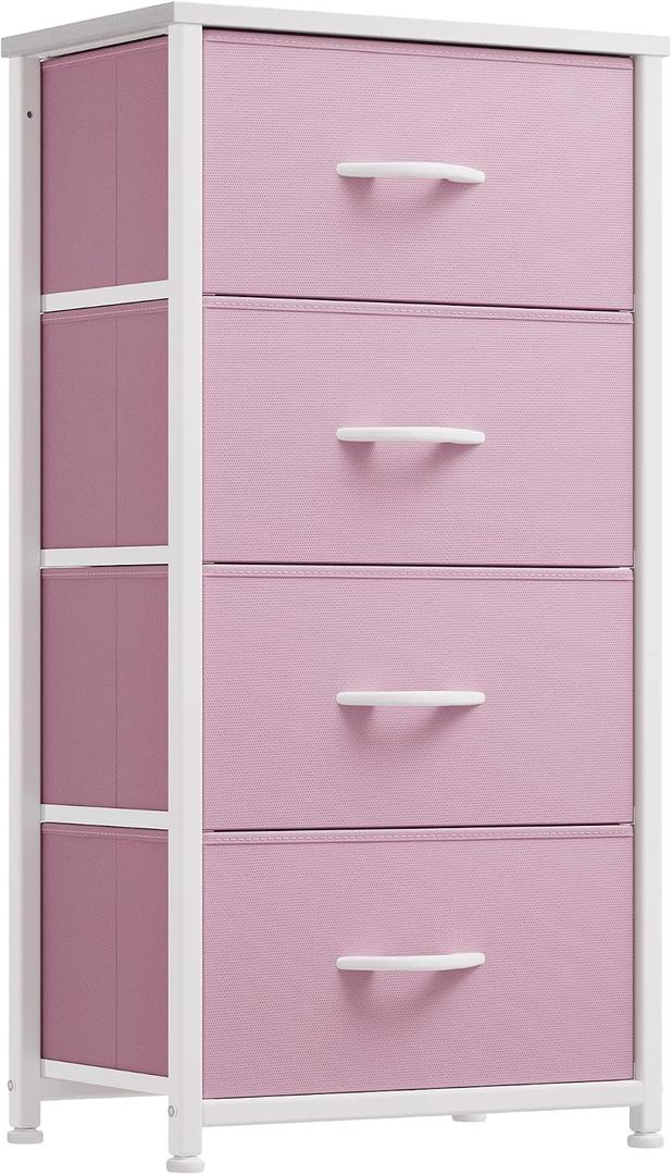 YITAHOME Dresser with 4 Drawers -Fabric Storage Tower, Organizer Unit for Bedroom, Hallway, Closets - Sturdy Steel Frame, Wooden Top & Easy Pull Fabric Bins, 11.8"D x 17.7"W x 37.4"H