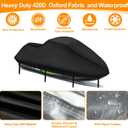 3 Seater Waterproof Jet Ski Covers, Upgraded 420D Heavy Duty Nano Coating PWC Cover,2 Air Vent Marine Grade UV Resistant for Waverunner Polaris from 116" to 125"(Black)