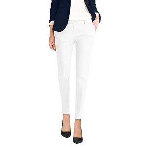 Hybrid & Company Womens Premium Stretch All Day Comfort Flat Front Trousers Chino Pants PW31201T WHITE, Size 9