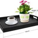 DILLMAN Serving Tray Large Black Wood Rectangle Food Tray Butler Tray Breakfast Tray with Handles (Large+Small)