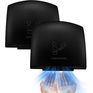2 Pcs Electric Hand Dryer Commercial Compact Air Wiper Automatic Hand Air Dryer for Dry Machine Wall Business Home Household Restroom Office Mall, 110v,1200W (Black)