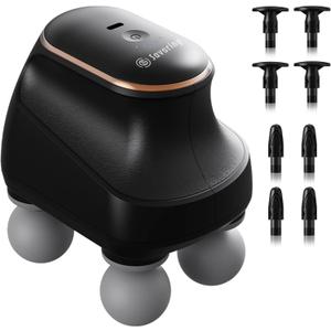 4 Head Massage Gun Deep Tissue, Mini Percussion Muscle Massage Gun for Pain Relief, Portable Electric Muscle Massager with 5 Speeds, 3 Attachments, USB Rechargeable - Ideal Gift for Men & Women