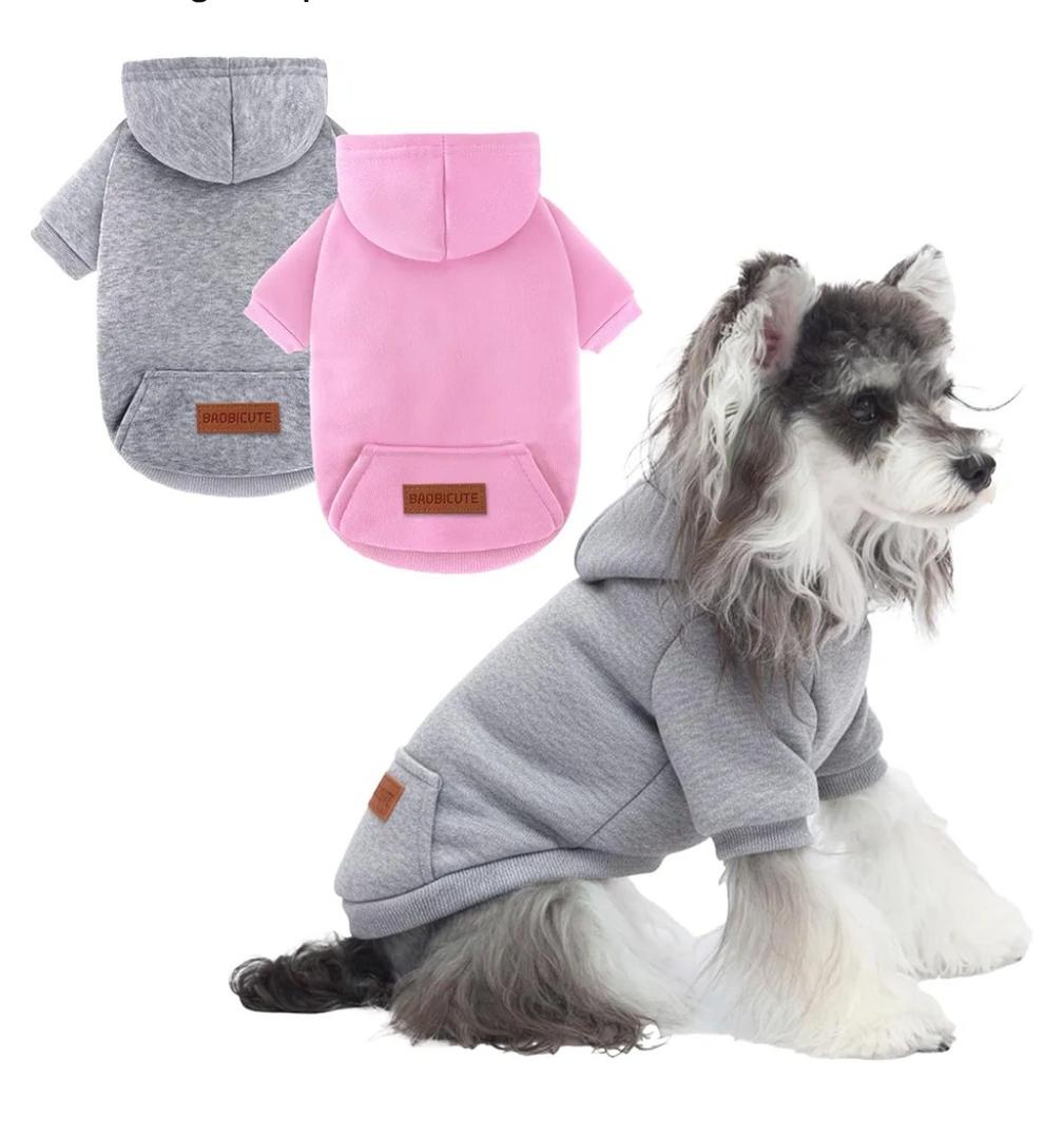 2 Pack Dog Hoodie Warm Hood Dog Sweater Cold Weather Small Dogs Sweatshirt Comfort Pet Clothes for Small Medium Dogs with Pockets Cats Chihuahua Clothes for Male Female Girl Boy Sporty Daily Wear S