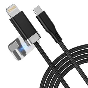 StayCable USBC to Lightning Cable with Magnetic Cord Holder 3.3FT, Fast Charging, Braided and Data Sync for Phone 12,13,14 Home Car Desk Cable Management Original Design (1M, Black)