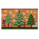 Christmas Tree Welcome Mat for Front Door, Natural Coir (30 x 17 in)