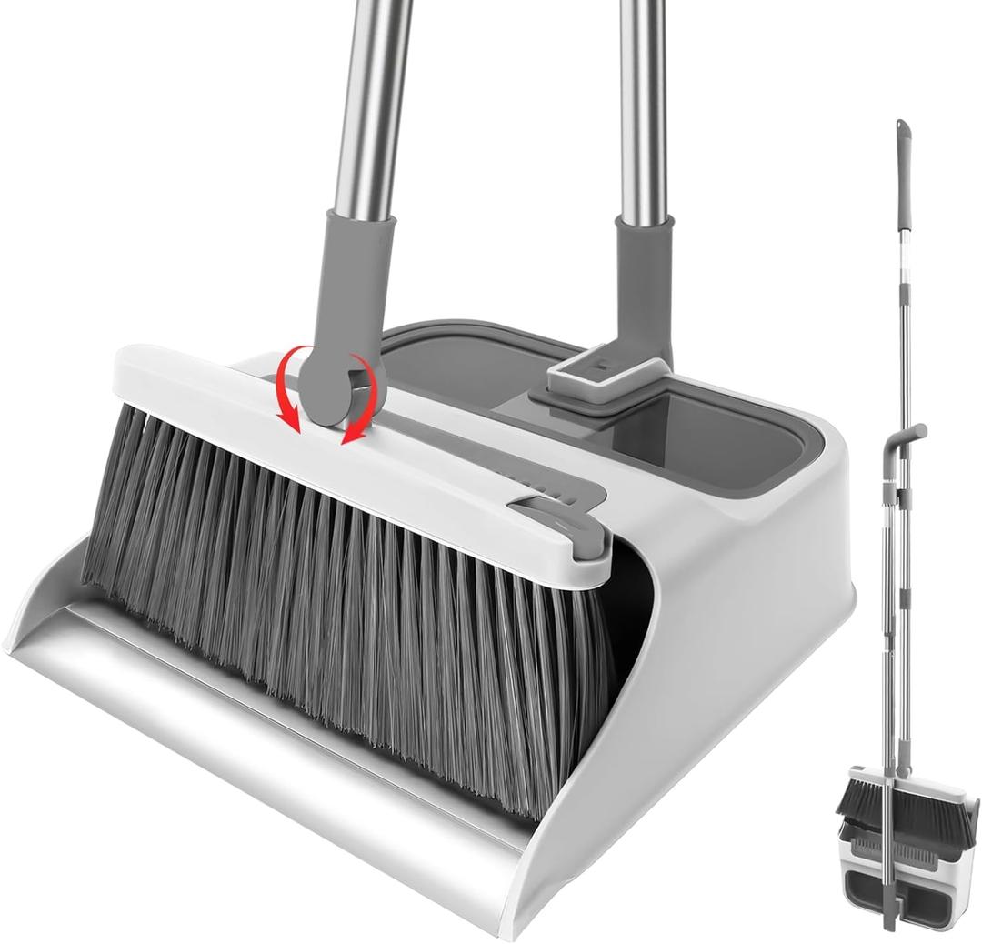 Broom with Dustpan Combo Set,51 Adjustable Long Handle,Broom and Dustpan,Durable & Versatile,All-in-One Effortless Cleaning for All Floors