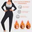 Full Body Sauna Suit for Women Workout Jumpsuit Waist Trainer for Belly Fat Sweat Suit Compression Body Shaper, Black Large