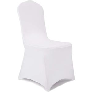 Peomeise 12pcs Stretch Spandex Chair Cover for Wedding Party Dining Banquet Event (White, 12)