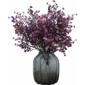 JAKY-Global Babys Breath Fabric Cloth Artificial Flowers 6 Bundle European Fake Silk Plants Decor Farmhouse Wedding Party Decoration Bouquets Real Touch DIY Home Garden (Autumn Purple-6pcs)