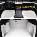 White Cargo Mat Compatible with Tesla Model Y 5-Seat Full Coverage Trunk Liner 2020-2025 (Rear Cargo Cover+Back Seat Protector+High Sides Panel Protector+Door Sill Protector)
