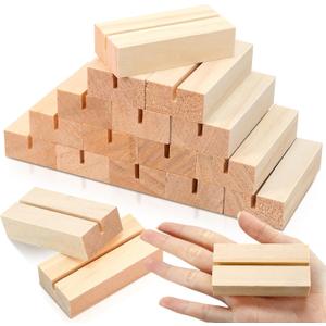 15 Pieces Wood Table Number Stands Wood Place Card Holders Picture Holder Acrylic Sign Holders for Ceremony Birthday Party Home Decoration (2.75" 15pcs)