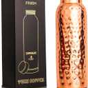 New Launch Copper Water Bottle 34 Ounces | 100% Pure Copper For Ayurveda Health Benifit | Hammered Design Handmade For Drinking Water | Tested Leak Proof Lid