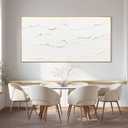 WINKAILIN Large Wavy Line White Abstract Wall Art with Frame Minimalist Modern Hand drawn Painting Textured Poster for Living Room Dining Room Bedroom Decor 29"x58"
