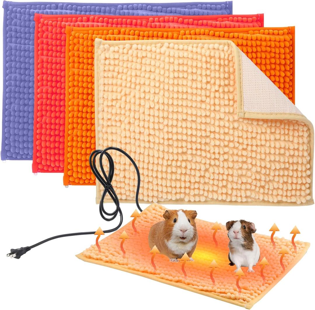 Dunzy 5 Pcs Guinea Pig Heating Pad Replaceable Guinea Pig Warming Liner 3 Level Pet Heated Pad with 16 x 12 Inch Liner Washable Waterproof Pee Pads Winter Heater Warming Mat Bed for Ferret Rabbit