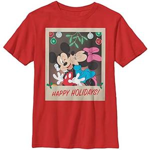 Disney Characters Holiday Polaroid Boy's Solid Crew Tee, Medium