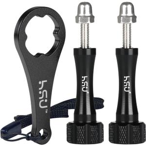 HSU Aluminum Alloy Thumbscrew Set (Extension)+ Wrench for Gopro Hero 13, 12, 11, 10, 9, 8, 7, 6, 5, 4, Compatible with GoPro Media Mod, AKASO Campark and Other Action Cameras (Black)