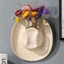 Hanging Wall planters for Indoor Plants, Ceramic Cowboy Wall vases for Flowers, for Bathroom, Living Room, Office, and Home Decor.7.9 x 7.2 x 2.4IN (White)