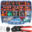 JRready Deutsch Connector Kit IP68 waterproof, 2 3 4 6 8 12 Pin DT DTM Connector with Deutsch Crimper ACT-SY, Size 16 20 Stamped Pin 14-20AWG, DRK-RT1B Removal Tools, DT DTM 24 pairs DW5013