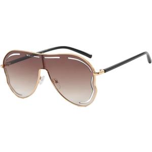 Classic Retro oversized wrap-around frog eye sunglasses with UV protection