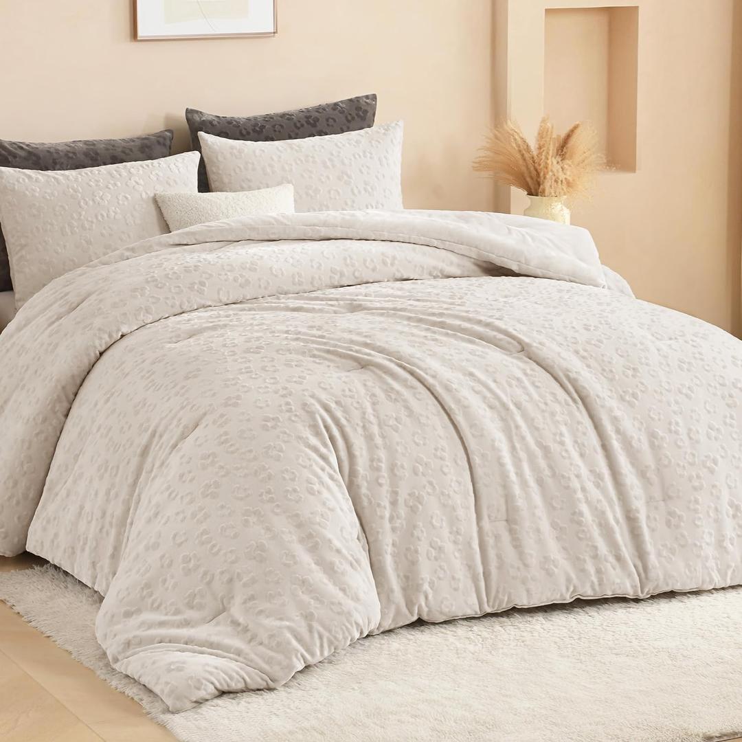 Andency Comforter Set, Rabbit Faux Fur Bedding 3 Pcs, King