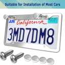 Stainless Steel License Plate Frames- 2 Pack Mirror Polished Car Plate Holder, with Screws, Chrome Caps, Heavy Duty Rustproof Metal Front Rear Car Tag Frame