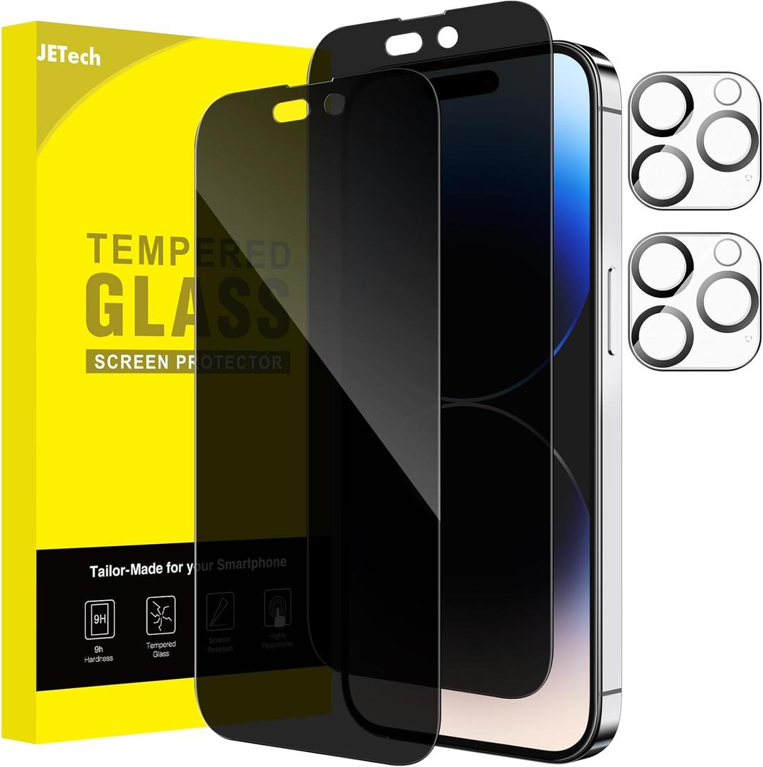 JETech Privacy Full Coverage Screen Protector for iPhone 14 Pro Max 6.7-Inch, with Camera Lens Protector, Anti-Spy Tempered Glass Film, 2-Pack Each JETech Privacy Full Coverage Screen Protector for iPhone 14 Pro Max 6.7-Inch, with Camera Lens Protector, Anti-Spy Tempered Glass Film, 2-Pack Each