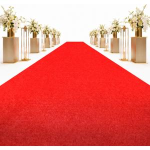 Red Carpet Runner 3x10 Ft, Non-Slip Rubber Backing Aisle Rug, 0.2" Thick Indoor Outdoor Red Runner for Weddings, Parties, Events, Hollywood Walkway, Easy to Clean & Reusable