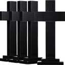 Bucherry 4 Pack 7.87 Inch Wood Crosses with Stand, Wooden Crosses Easter Cross Tabletop Decor Religious Christian Gift Baptism Centerpiece for Table Craft Wedding Church Sunday First Communion (Black)