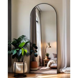 58"x18" Arched Full Length Mirror - Black Freestanding Floor Mirror for Bedroom, Living Room, Dressing Room - Elegant Arch Design, Wall Mount or Standing, Lightweight & Shatterproof