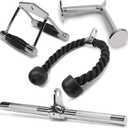 Yes4All Combo Double D Handle, Tricep Rope, Straight Bar & V Bar, Multi Cable Machine Accessories, Tricep Press Down & LAT Pulldown Attachments for Home Gym Set