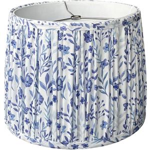 Drum Pleated Lamp Shade, 12" Top x 14" Bottom x 9.5" High Blue Print