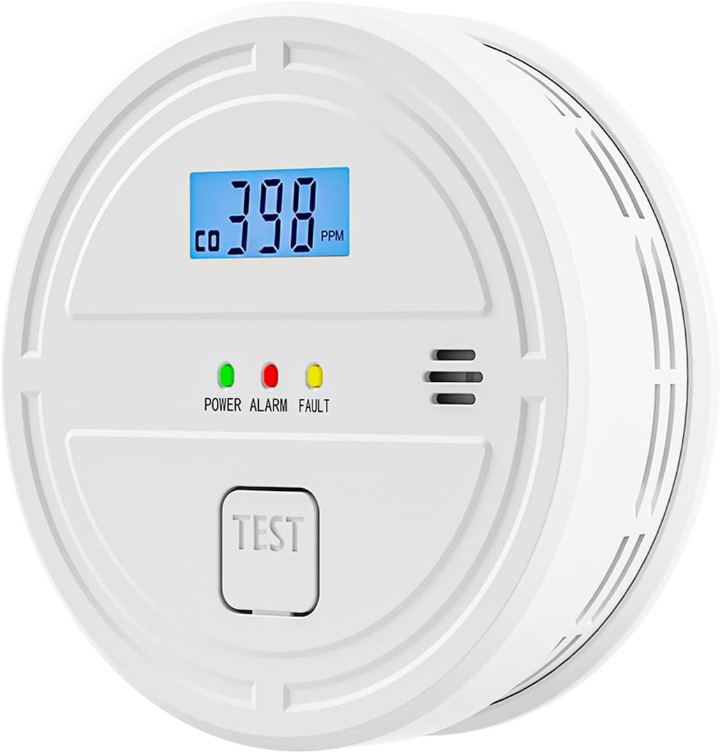 Smoke and Carbon Monoxide Detector Battery Operated,2-in-1 Smoke Carbon Monoxide Detector,Digital Display,Smoke Alarm for Home,Kitchen