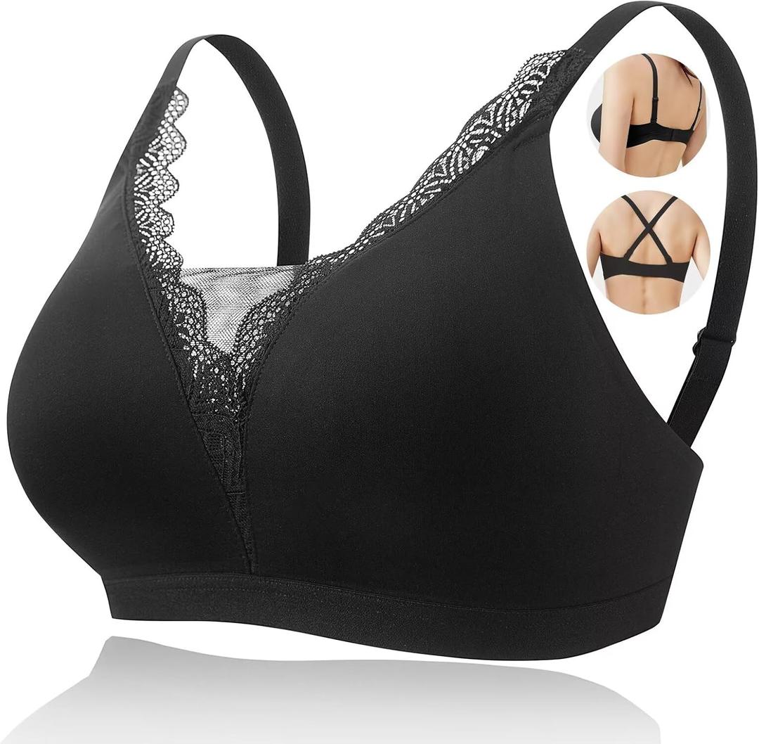 Post-Surgery Mastectomy Bra Breast Prosthesis Breast Forms Artificial Fake Boobs Bralette Daily Bra (X-Large, Black)