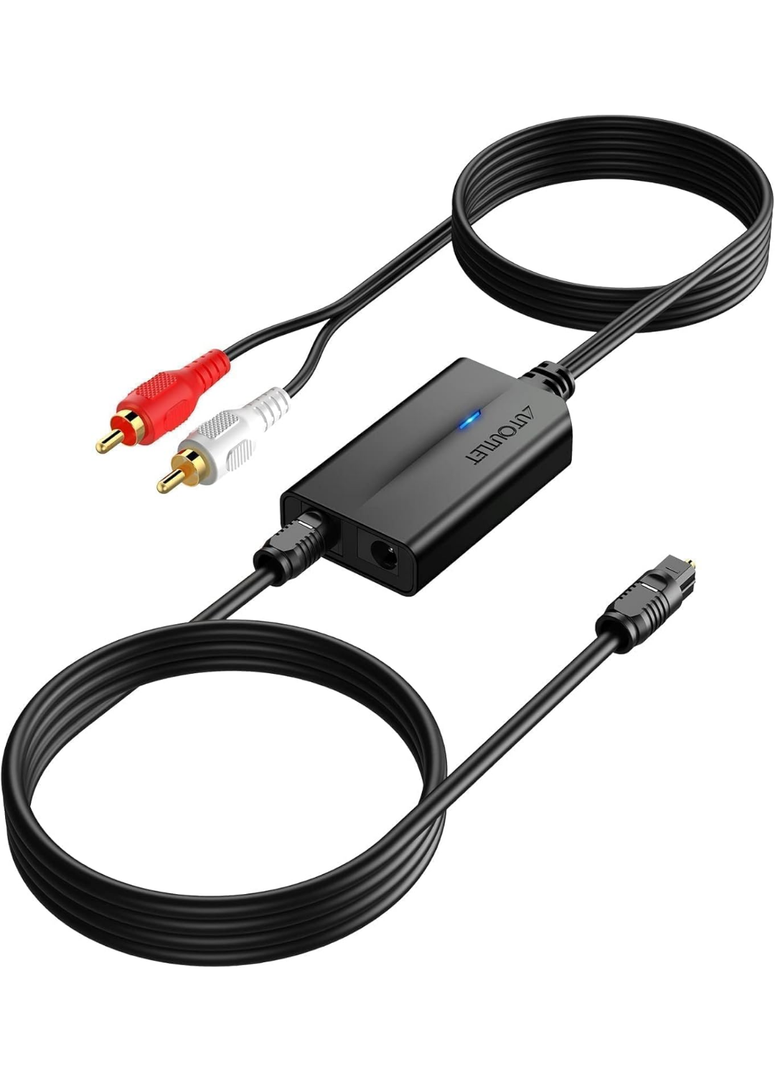 AUTOUTLET 192kHz DAC Digital to Analog Audio Converter 7ft/2.1m Digital Audio Optical to RCA Male Cable for HDTV, DVD, Blu-Ray Players and Game Consoles