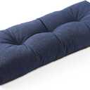SUNROX LokGrip Non Slip Tufted Memory Foam Bench Cushion, FadeShield Water Resistant Durable Thicken Outdoor/Indoor Bench Seat Pads 48x16x4 inch, Heather Indigo