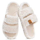 EverFoams Womens Fuzzy Open-toe Slippers Soft Comfy Memory Foam Indoor House Shoes, 9-10