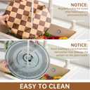 Cutting Board Set, Checkered Wood & Glass Cutting Boards for Kitchen, Retro Record Style Chopping Board with Holder, Serving Tray Gift Set, Ideal for Meat, Bread, Vegetable, Fruit