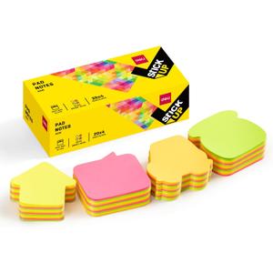 deli Sticky Notes, 12 Pads, 3x3 inches, Colorful Self-Stick Note Pads, Perfect for Office, Study, and Daily Life Organization, Creative Shape
