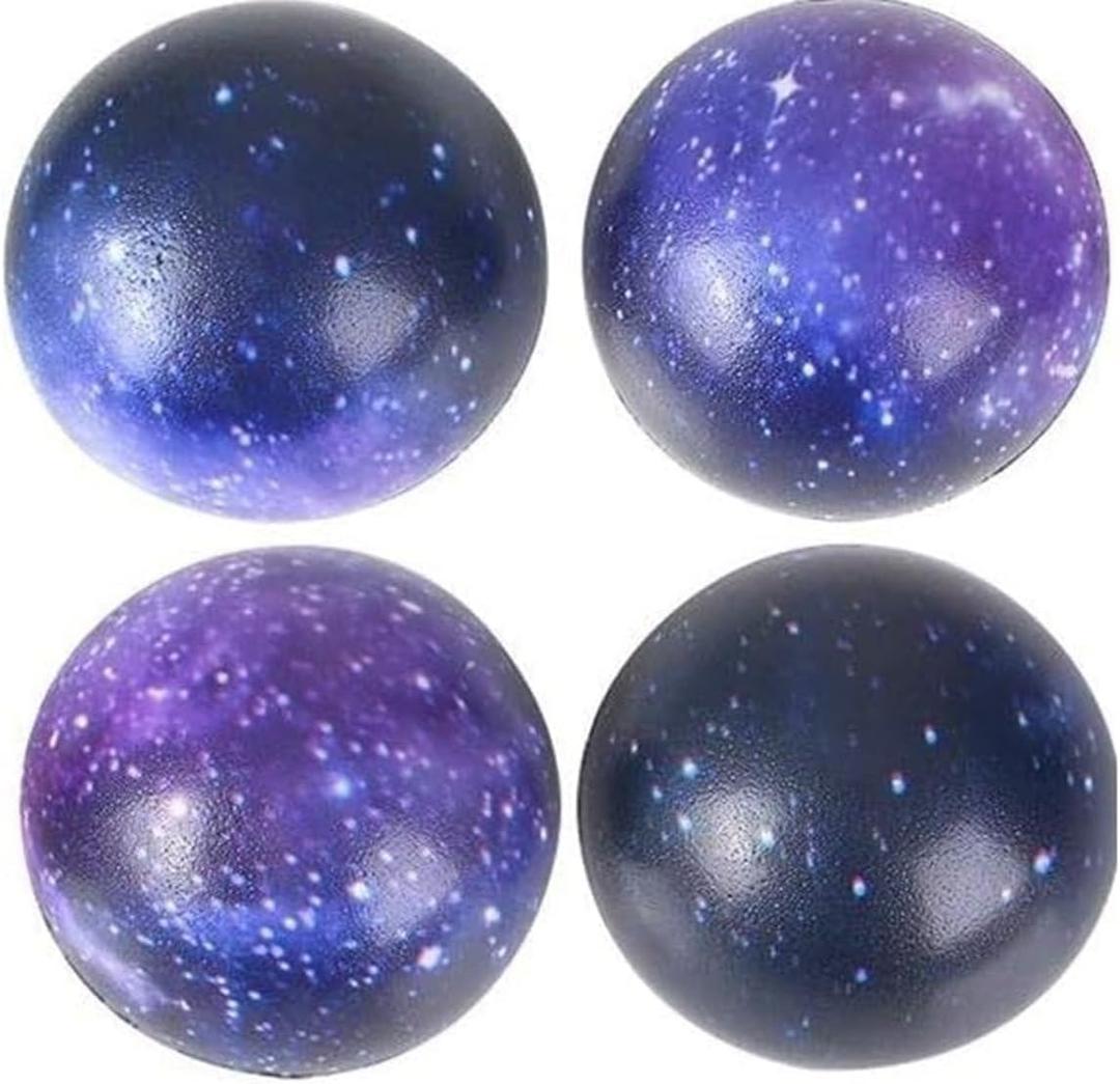 Galaxy Foam Stress Relief 2" Balls (4 Pack) Squeeze Relaxable Stress Relief for Kids and Adults Calming Figdet Toy Autism ADHD Fun Soft Toys for Party Favors (4 Balls)
