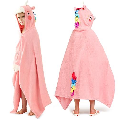 Joiedomi Unicorn Hooded Towel for Kids Soft 100% Cotton Bath Beach Towel 30" x 50" for Kids 3-10 Years Toddler Pool Poncho with Hood Absorbent Swim Wrap for Boys Girls, US 154