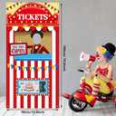 Carnival Circus Theme Party Decorations, Halloween Carnival Photo Door Banner Ticket Booth Backdrop Props, Large Photo Door Banner Door Hanging for Halloween Decorations Carnival Game Supplies