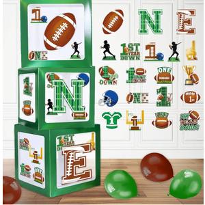 Football Party Decorations 1st Birthday Decorations 3Pcs ONE Balloon Boxes 1st Birthday Football Cardboard Box for Football Game Day Tailgate Party Supplies First Year Down Birthday Party Decorations
