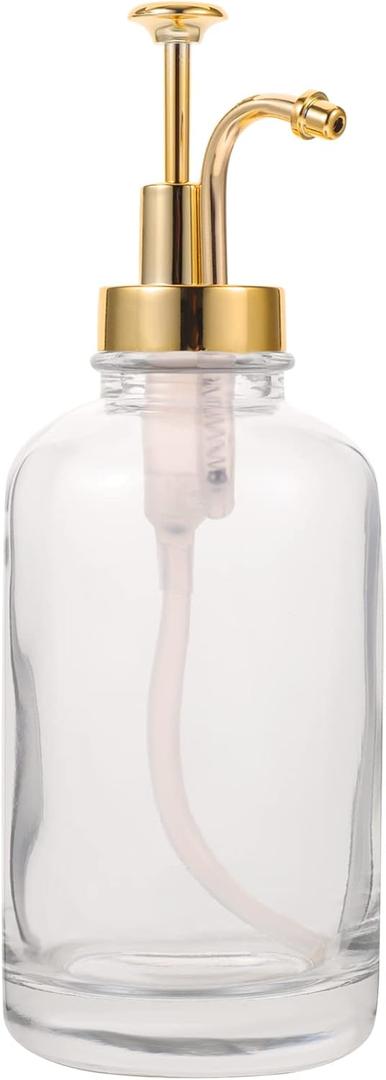 Hemoton Glass Lotion Bottle Pump Reusable Syrup Dispenser for and for Easy Identification High-Grade Material for Kitchen and Bathroom Use (22X8.1X8.1CM, Golden)