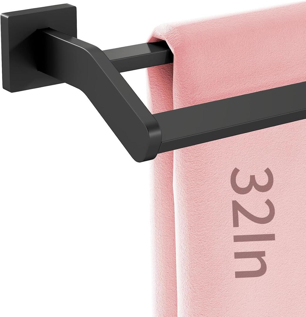 Double Towel Bar, Towel Racks for Bathroom, 32 Inch Heavy Duty Stainless Steel Bathroom Towel Holder Rod Wall Mounted, Bath Towel Rack, Matte Black
