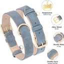 Didog Soft Padded PU Leather Dog Collar, Adjustable Dog Collar for Large Dogs with Durable Metal Buckle and D Ring,Blue,XL