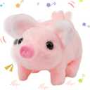 Hopearl Walking Piggy Pet Interactive Crawling Piglet Electronic Plush Toy Pig Oink Twitch Nose Wag Tail Animated Gifts for Toddlers Birthday, Pink, 8''