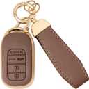 GripKeyShell™ for Honda Key Fob Cover, Leather + Soft TPU Car Key Case with Keychain Compatible with 2022-2026 Civic Accord CR-V HR-V Pilot Passport, Full Protection Car Key Accessories
