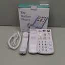 Big Button Phone for Seniors, 9 Pictured Big Buttons,Extra Loud Ringer,Wired Simple Basic Landline Telephone for Visually Impaired Old People with Large Easy Buttons, Emergency House Phones